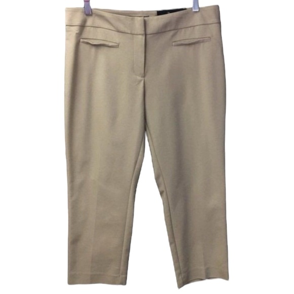 Apt. 9 Essentials Capri Pants Beige Khaki Slim Straight Uniform Stretch Midcalf - Picture 1 of 5
